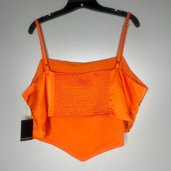 Eloquii Women’s Size 22 Orange Cropped Sleeveless Top Festival Rave Night Out - Picture 4 of 8